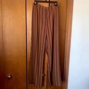 Brown Striped High Waisted Windsor Trousers